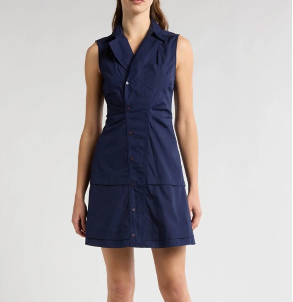 Derek Lam 10 Crosby Satina Cotton Sleeveless Shirtdress Blue Size 4